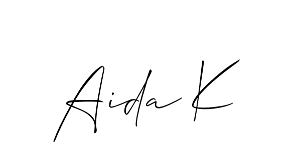 How to make Aida K signature? Allison_Script is a professional autograph style. Create handwritten signature for Aida K name. Aida K signature style 2 images and pictures png