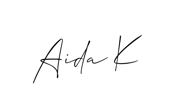 Similarly Allison_Script is the best handwritten signature design. Signature creator online .You can use it as an online autograph creator for name Aida K. Aida K signature style 2 images and pictures png