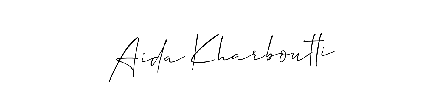 Allison_Script is a professional signature style that is perfect for those who want to add a touch of class to their signature. It is also a great choice for those who want to make their signature more unique. Get Aida Kharboutli name to fancy signature for free. Aida Kharboutli signature style 2 images and pictures png