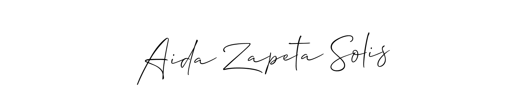 Make a beautiful signature design for name Aida Zapeta Solis. With this signature (Allison_Script) style, you can create a handwritten signature for free. Aida Zapeta Solis signature style 2 images and pictures png