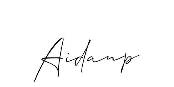 Use a signature maker to create a handwritten signature online. With this signature software, you can design (Allison_Script) your own signature for name Aidanp. Aidanp signature style 2 images and pictures png
