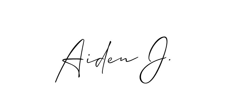 Use a signature maker to create a handwritten signature online. With this signature software, you can design (Allison_Script) your own signature for name Aiden J.. Aiden J. signature style 2 images and pictures png