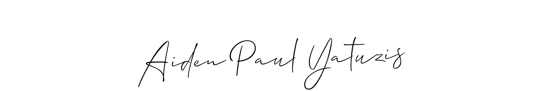Make a short Aiden Paul Yatuzis signature style. Manage your documents anywhere anytime using Allison_Script. Create and add eSignatures, submit forms, share and send files easily. Aiden Paul Yatuzis signature style 2 images and pictures png