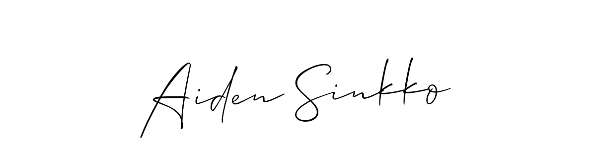 You should practise on your own different ways (Allison_Script) to write your name (Aiden Sinkko) in signature. don't let someone else do it for you. Aiden Sinkko signature style 2 images and pictures png