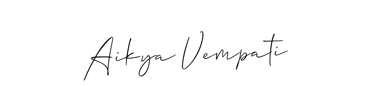 if you are searching for the best signature style for your name Aikya Vempati. so please give up your signature search. here we have designed multiple signature styles  using Allison_Script. Aikya Vempati signature style 2 images and pictures png