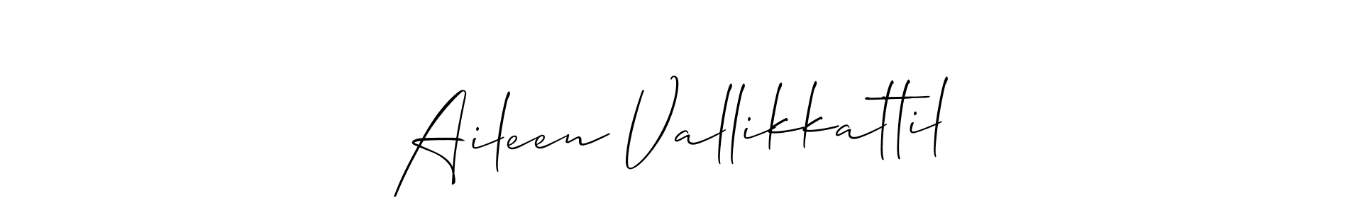 The best way (Allison_Script) to make a short signature is to pick only two or three words in your name. The name Aileen Vallikkattil include a total of six letters. For converting this name. Aileen Vallikkattil signature style 2 images and pictures png