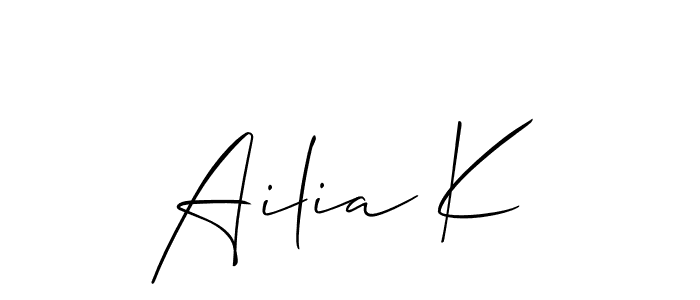 It looks lik you need a new signature style for name Ailia K. Design unique handwritten (Allison_Script) signature with our free signature maker in just a few clicks. Ailia K signature style 2 images and pictures png