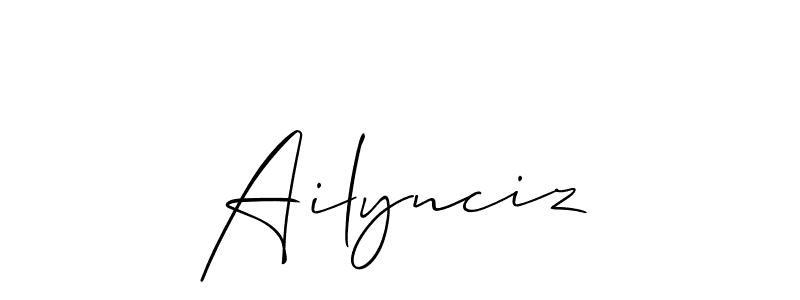 The best way (Allison_Script) to make a short signature is to pick only two or three words in your name. The name Ailynciz include a total of six letters. For converting this name. Ailynciz signature style 2 images and pictures png