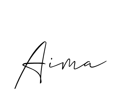 Use a signature maker to create a handwritten signature online. With this signature software, you can design (Allison_Script) your own signature for name Aima. Aima signature style 2 images and pictures png