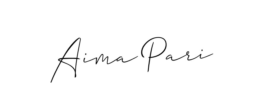 The best way (Allison_Script) to make a short signature is to pick only two or three words in your name. The name Aima Pari include a total of six letters. For converting this name. Aima Pari signature style 2 images and pictures png