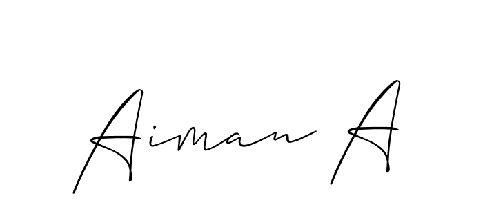 Similarly Allison_Script is the best handwritten signature design. Signature creator online .You can use it as an online autograph creator for name Aiman A. Aiman A signature style 2 images and pictures png