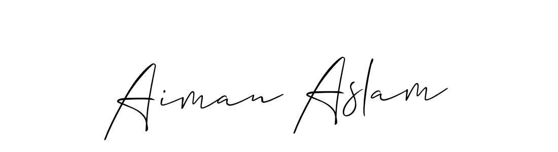 Create a beautiful signature design for name Aiman Aslam. With this signature (Allison_Script) fonts, you can make a handwritten signature for free. Aiman Aslam signature style 2 images and pictures png