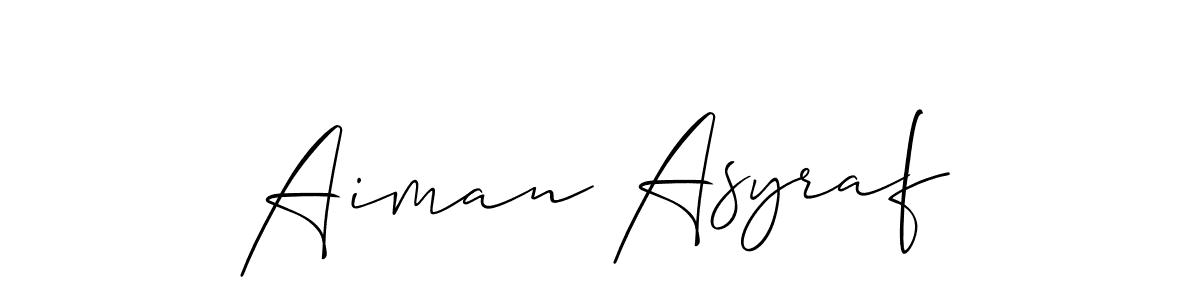 Make a short Aiman Asyraf signature style. Manage your documents anywhere anytime using Allison_Script. Create and add eSignatures, submit forms, share and send files easily. Aiman Asyraf signature style 2 images and pictures png