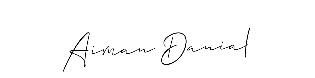 The best way (Allison_Script) to make a short signature is to pick only two or three words in your name. The name Aiman Danial include a total of six letters. For converting this name. Aiman Danial signature style 2 images and pictures png