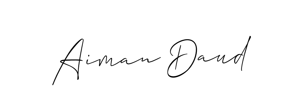 Design your own signature with our free online signature maker. With this signature software, you can create a handwritten (Allison_Script) signature for name Aiman Daud. Aiman Daud signature style 2 images and pictures png