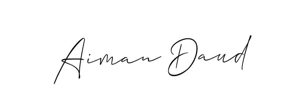 Allison_Script is a professional signature style that is perfect for those who want to add a touch of class to their signature. It is also a great choice for those who want to make their signature more unique. Get Aiman Daud name to fancy signature for free. Aiman Daud signature style 2 images and pictures png