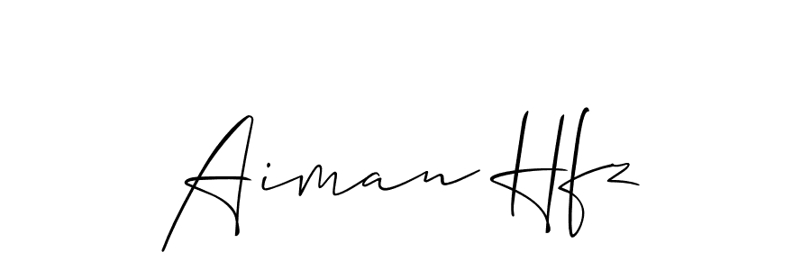 Also You can easily find your signature by using the search form. We will create Aiman Hfz name handwritten signature images for you free of cost using Allison_Script sign style. Aiman Hfz signature style 2 images and pictures png