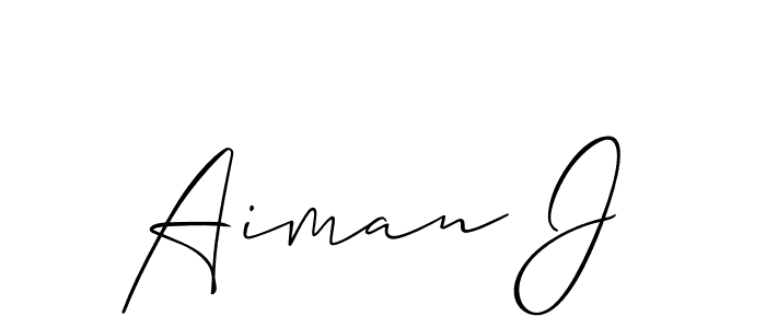 Also we have Aiman J name is the best signature style. Create professional handwritten signature collection using Allison_Script autograph style. Aiman J signature style 2 images and pictures png