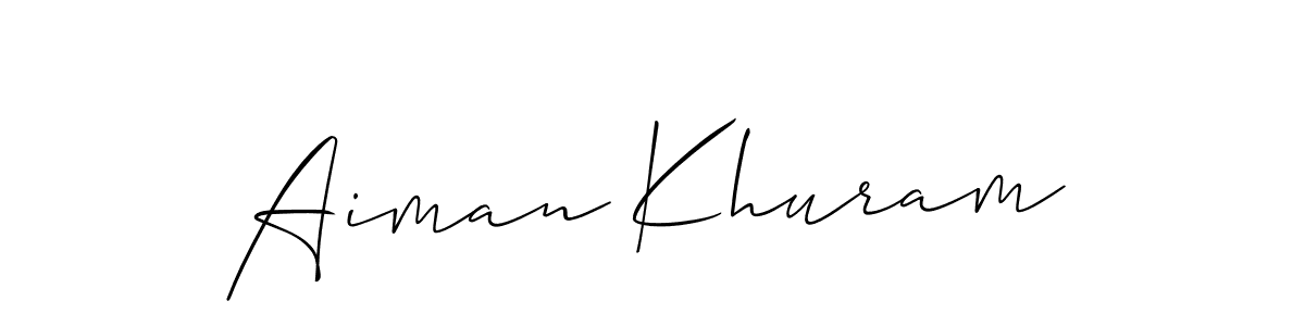 Also You can easily find your signature by using the search form. We will create Aiman Khuram name handwritten signature images for you free of cost using Allison_Script sign style. Aiman Khuram signature style 2 images and pictures png