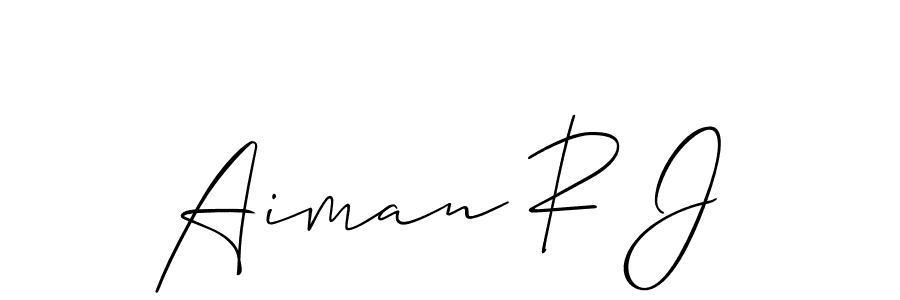 How to make Aiman R J signature? Allison_Script is a professional autograph style. Create handwritten signature for Aiman R J name. Aiman R J signature style 2 images and pictures png