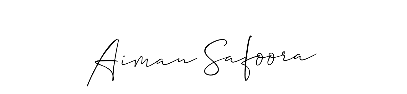 How to make Aiman Safoora name signature. Use Allison_Script style for creating short signs online. This is the latest handwritten sign. Aiman Safoora signature style 2 images and pictures png