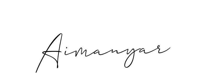 Use a signature maker to create a handwritten signature online. With this signature software, you can design (Allison_Script) your own signature for name Aimanyar. Aimanyar signature style 2 images and pictures png