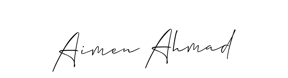 Design your own signature with our free online signature maker. With this signature software, you can create a handwritten (Allison_Script) signature for name Aimen Ahmad. Aimen Ahmad signature style 2 images and pictures png
