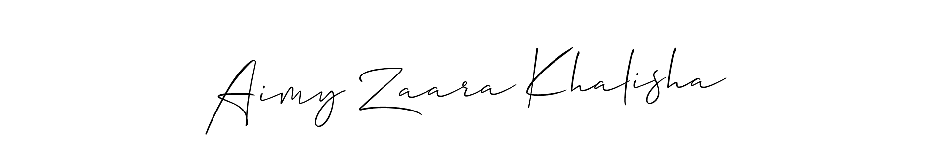 How to make Aimy Zaara Khalisha name signature. Use Allison_Script style for creating short signs online. This is the latest handwritten sign. Aimy Zaara Khalisha signature style 2 images and pictures png