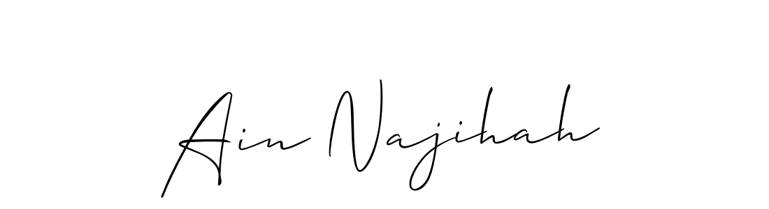 Also You can easily find your signature by using the search form. We will create Ain Najihah name handwritten signature images for you free of cost using Allison_Script sign style. Ain Najihah signature style 2 images and pictures png