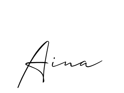 Make a beautiful signature design for name Aina. With this signature (Allison_Script) style, you can create a handwritten signature for free. Aina signature style 2 images and pictures png