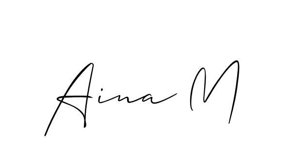 Allison_Script is a professional signature style that is perfect for those who want to add a touch of class to their signature. It is also a great choice for those who want to make their signature more unique. Get Aina M name to fancy signature for free. Aina M signature style 2 images and pictures png