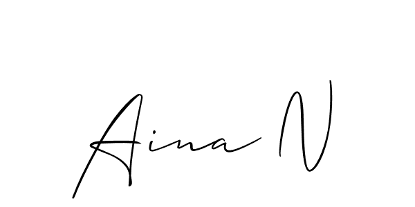 Also You can easily find your signature by using the search form. We will create Aina N name handwritten signature images for you free of cost using Allison_Script sign style. Aina N signature style 2 images and pictures png