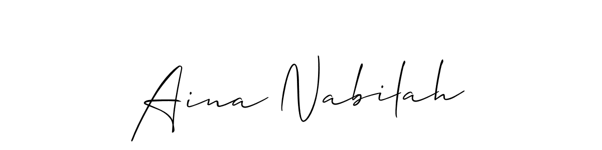 This is the best signature style for the Aina Nabilah name. Also you like these signature font (Allison_Script). Mix name signature. Aina Nabilah signature style 2 images and pictures png