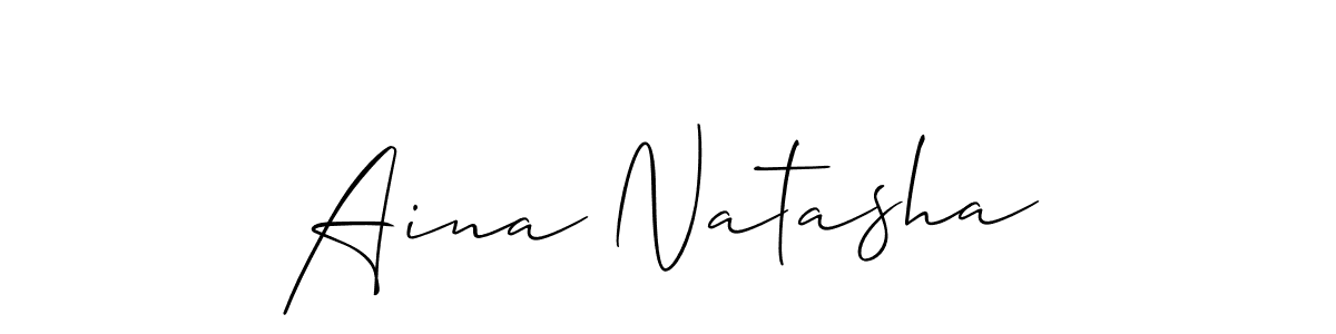 if you are searching for the best signature style for your name Aina Natasha. so please give up your signature search. here we have designed multiple signature styles  using Allison_Script. Aina Natasha signature style 2 images and pictures png