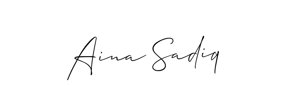 Use a signature maker to create a handwritten signature online. With this signature software, you can design (Allison_Script) your own signature for name Aina Sadiq. Aina Sadiq signature style 2 images and pictures png