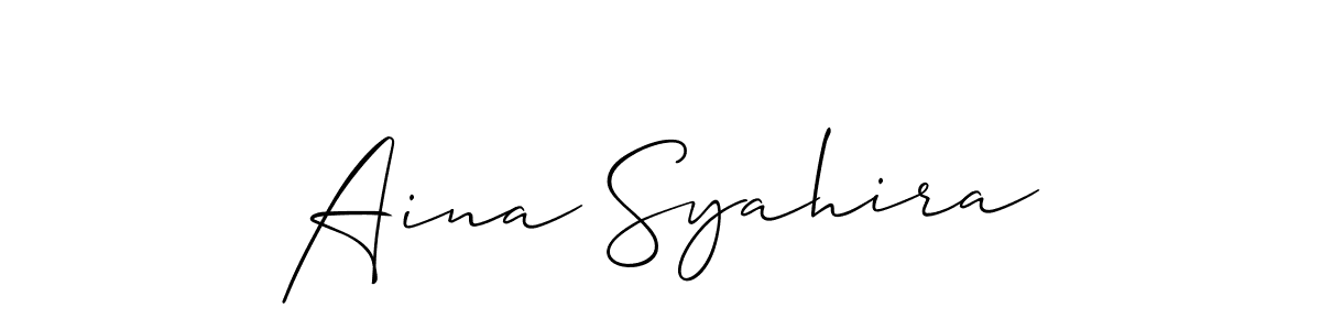 Allison_Script is a professional signature style that is perfect for those who want to add a touch of class to their signature. It is also a great choice for those who want to make their signature more unique. Get Aina Syahira name to fancy signature for free. Aina Syahira signature style 2 images and pictures png