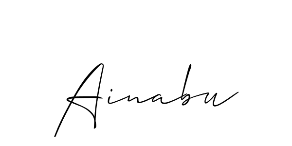 Use a signature maker to create a handwritten signature online. With this signature software, you can design (Allison_Script) your own signature for name Ainabu. Ainabu signature style 2 images and pictures png