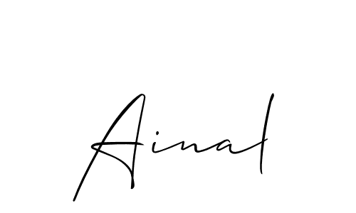 Ainal stylish signature style. Best Handwritten Sign (Allison_Script) for my name. Handwritten Signature Collection Ideas for my name Ainal. Ainal signature style 2 images and pictures png