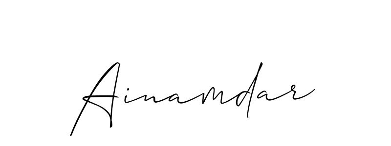Create a beautiful signature design for name Ainamdar. With this signature (Allison_Script) fonts, you can make a handwritten signature for free. Ainamdar signature style 2 images and pictures png