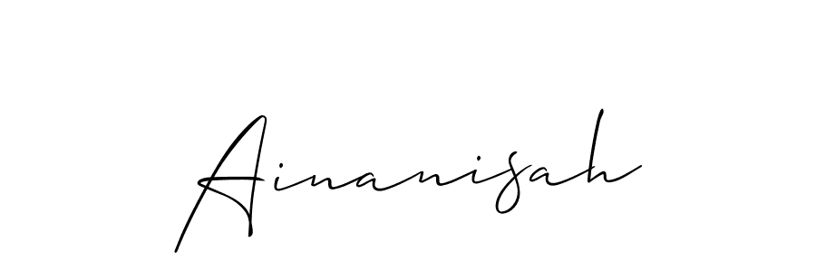 How to make Ainanisah name signature. Use Allison_Script style for creating short signs online. This is the latest handwritten sign. Ainanisah signature style 2 images and pictures png
