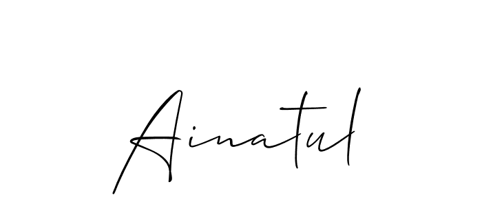 Use a signature maker to create a handwritten signature online. With this signature software, you can design (Allison_Script) your own signature for name Ainatul. Ainatul signature style 2 images and pictures png