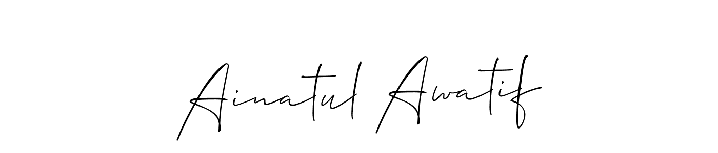 It looks lik you need a new signature style for name Ainatul Awatif. Design unique handwritten (Allison_Script) signature with our free signature maker in just a few clicks. Ainatul Awatif signature style 2 images and pictures png
