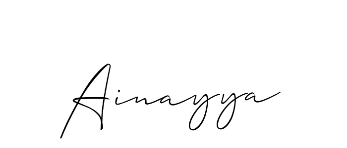 Make a beautiful signature design for name Ainayya. With this signature (Allison_Script) style, you can create a handwritten signature for free. Ainayya signature style 2 images and pictures png