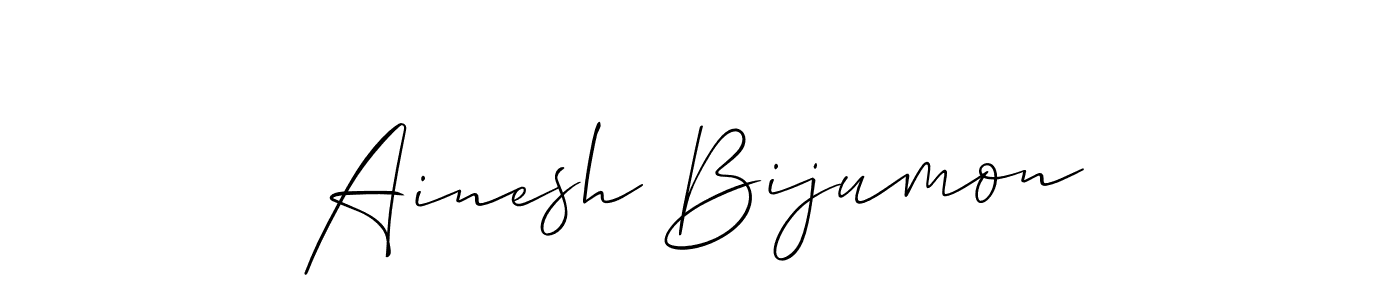 How to make Ainesh Bijumon name signature. Use Allison_Script style for creating short signs online. This is the latest handwritten sign. Ainesh Bijumon signature style 2 images and pictures png
