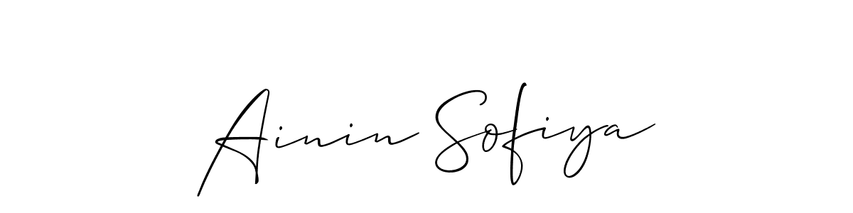 Allison_Script is a professional signature style that is perfect for those who want to add a touch of class to their signature. It is also a great choice for those who want to make their signature more unique. Get Ainin Sofiya name to fancy signature for free. Ainin Sofiya signature style 2 images and pictures png