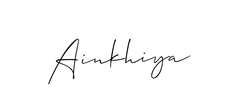 Use a signature maker to create a handwritten signature online. With this signature software, you can design (Allison_Script) your own signature for name Ainkhiya. Ainkhiya signature style 2 images and pictures png