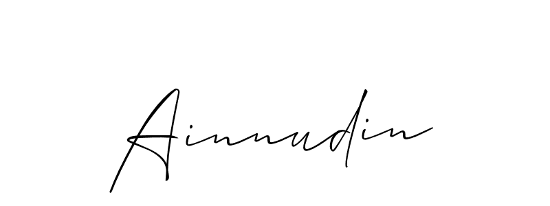 Ainnudin stylish signature style. Best Handwritten Sign (Allison_Script) for my name. Handwritten Signature Collection Ideas for my name Ainnudin. Ainnudin signature style 2 images and pictures png