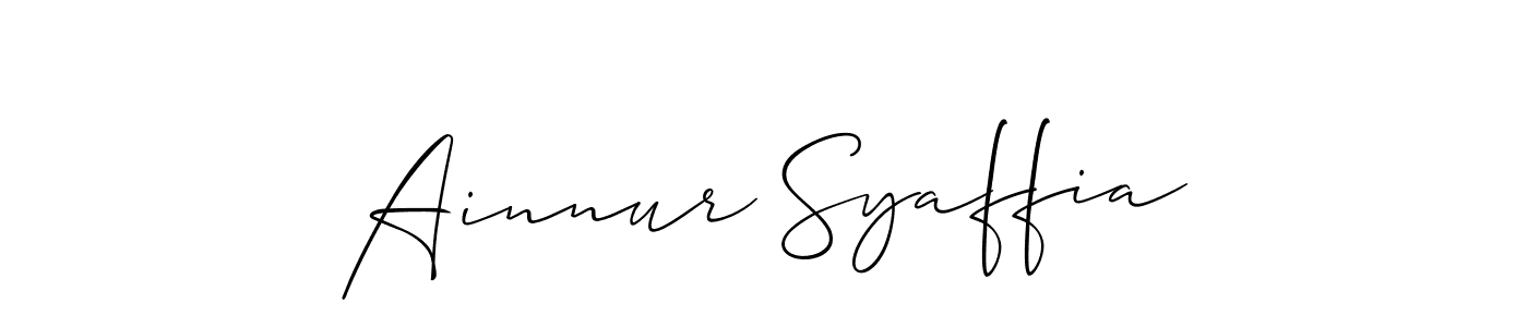 How to make Ainnur Syaffia signature? Allison_Script is a professional autograph style. Create handwritten signature for Ainnur Syaffia name. Ainnur Syaffia signature style 2 images and pictures png
