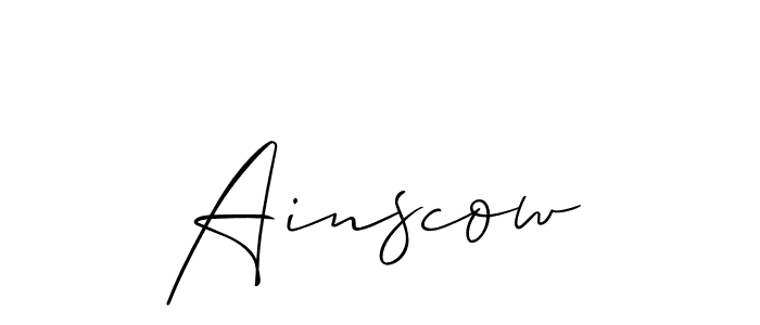 Make a beautiful signature design for name Ainscow. With this signature (Allison_Script) style, you can create a handwritten signature for free. Ainscow signature style 2 images and pictures png