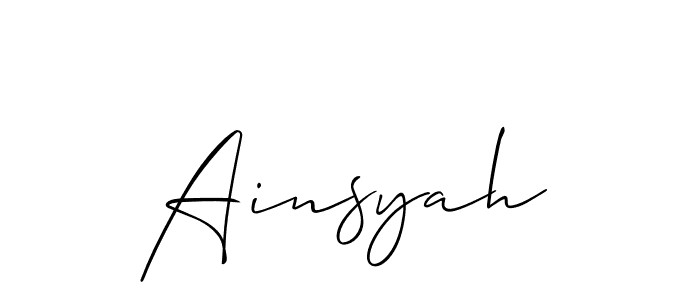 It looks lik you need a new signature style for name Ainsyah. Design unique handwritten (Allison_Script) signature with our free signature maker in just a few clicks. Ainsyah signature style 2 images and pictures png